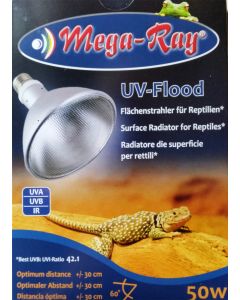 für €30,80, MegaRay HID UV-Strahler mit intgr. Alu-REFLEKTOR-50W Flood (60°) PAR38